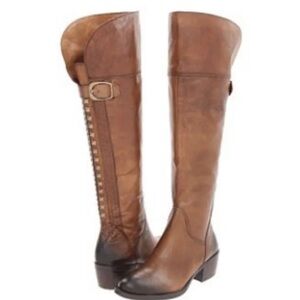Vince Camino bollo boots distressed tall leather stud 7/37 western boho NEW $250